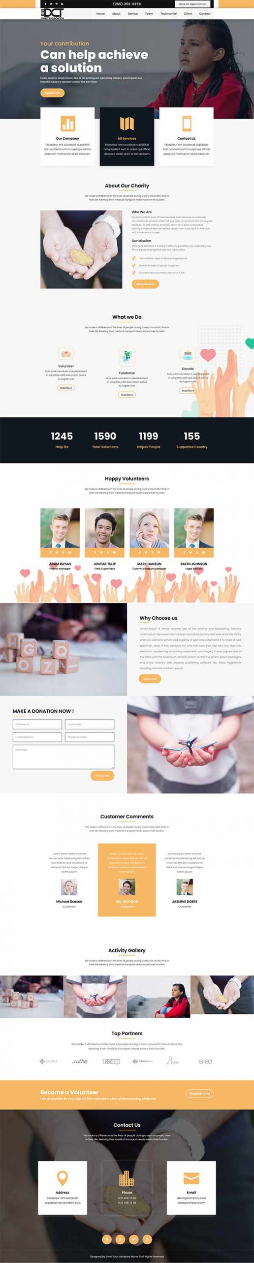 Divi Charity One Page Layout