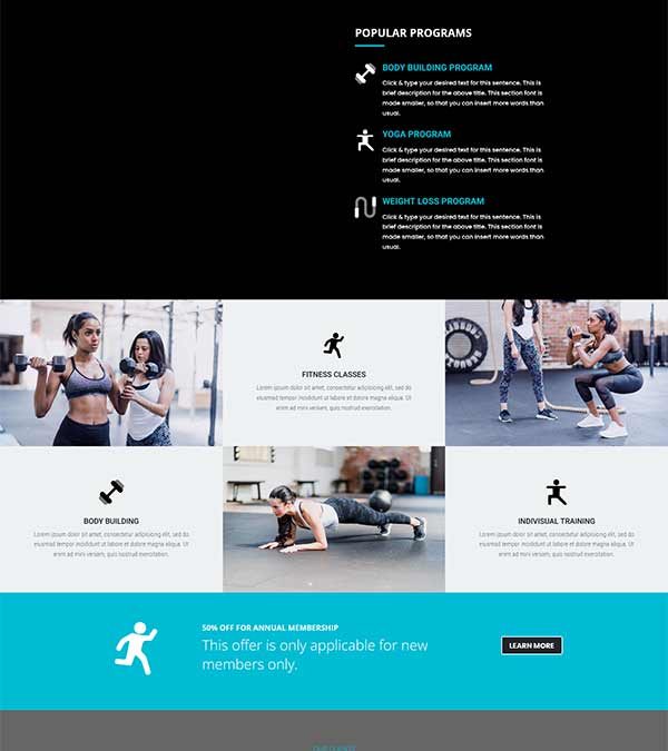 Divi Fitness Gym Layout